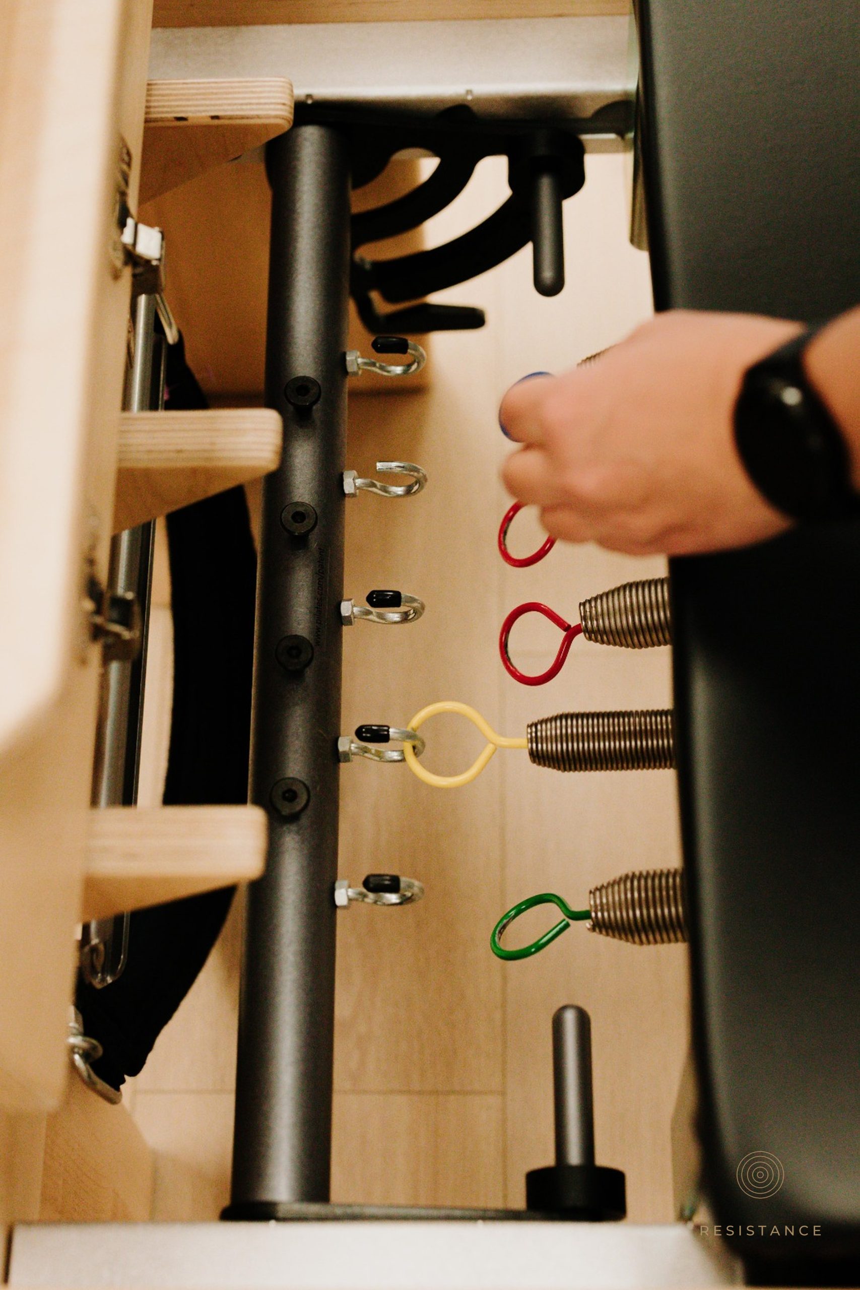 Reformer spring resistance detail at YA FIT Pilates Agoura Hills studio